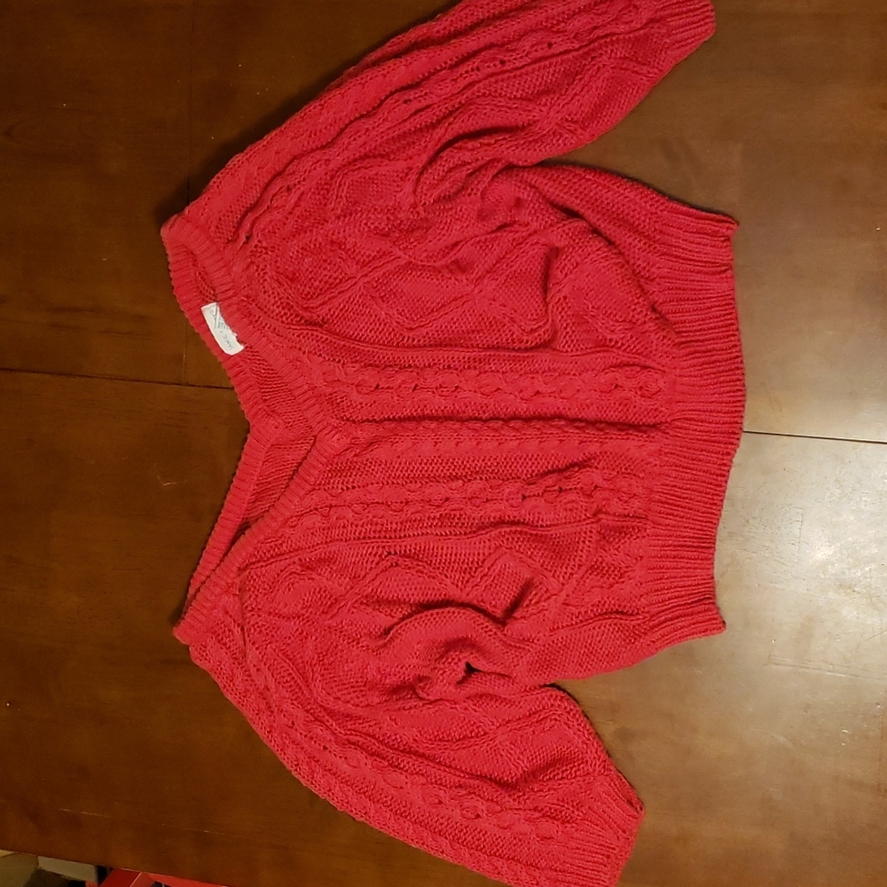 Red Off The Shoulder Vintage Sweater